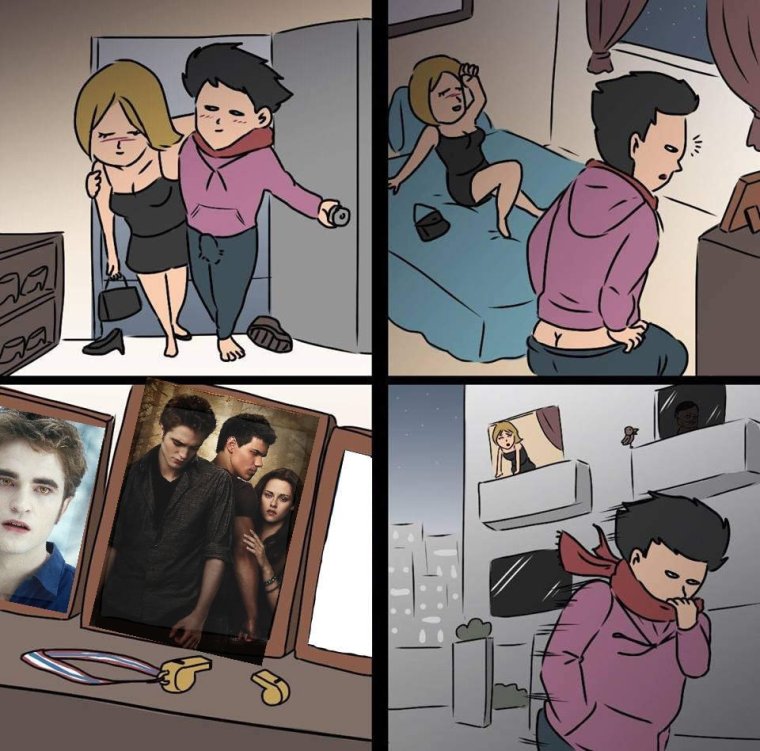 Мем парень приходит к девушке и уходит