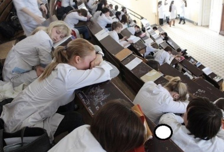 Спящий студент медик