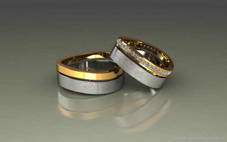 Обручальные кольца широкие с камнями