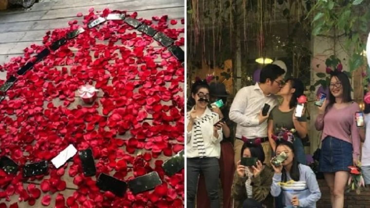 Необычное предложение руки и сердца на баннере