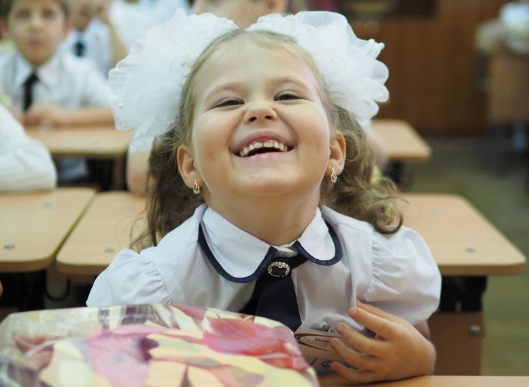 Первоклассница в школе