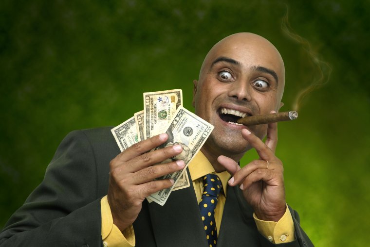 Смешной человек с деньгами