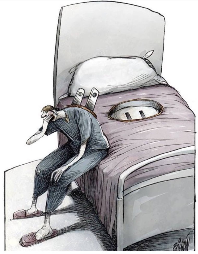 Карикатура спящего человека