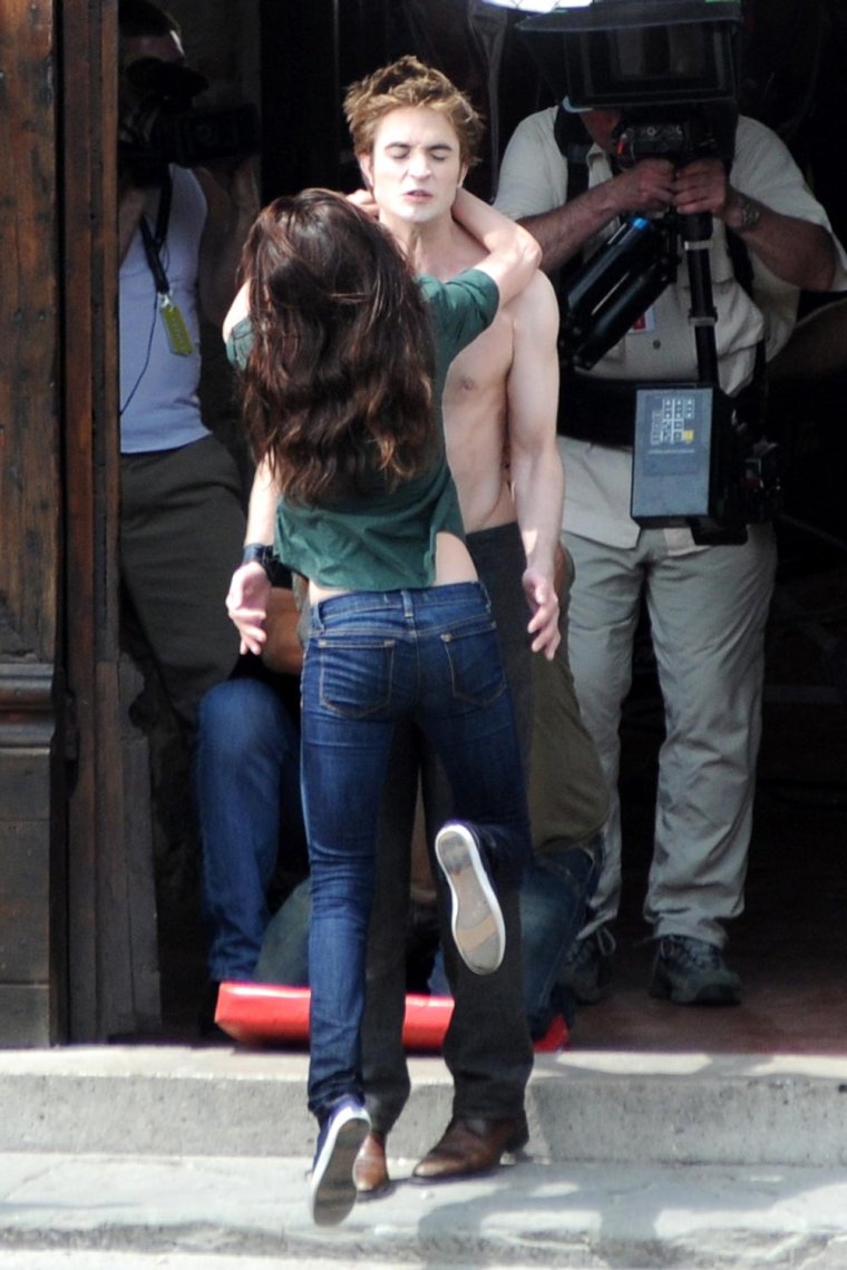 Роберт Паттисон на съёмках сумерек