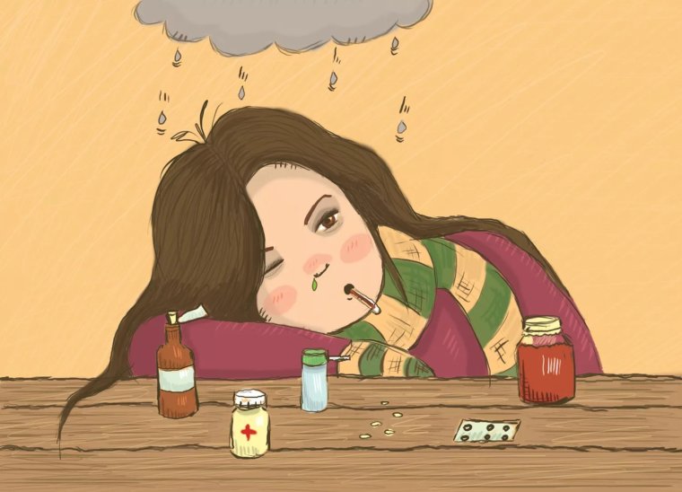 Парень с градусником