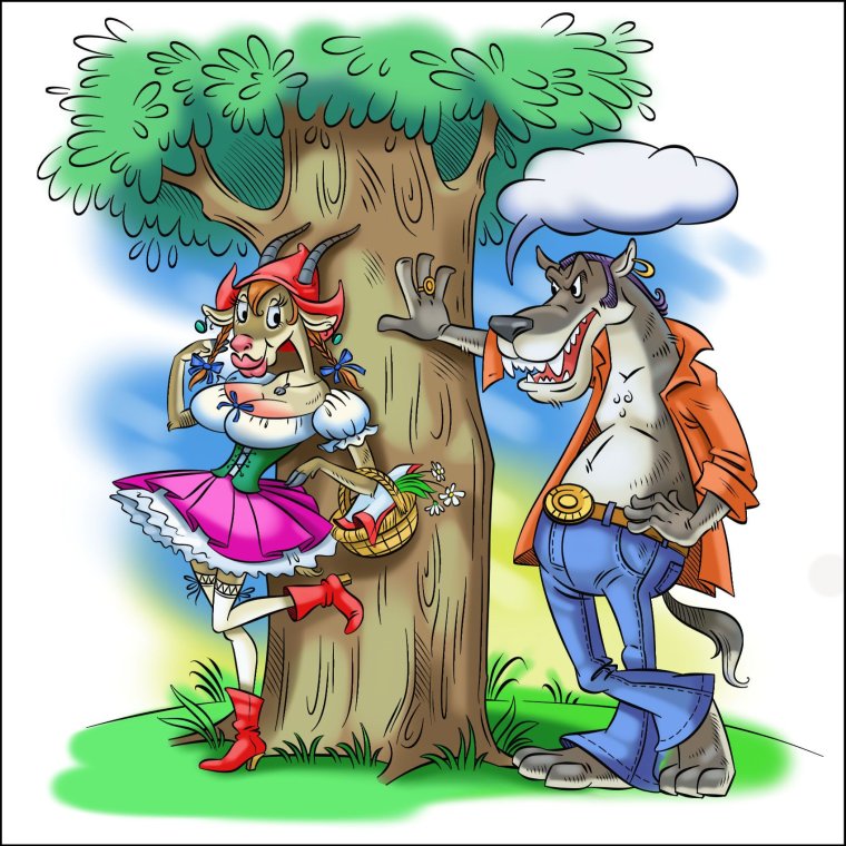 Волк и красная шапочка карикатуры