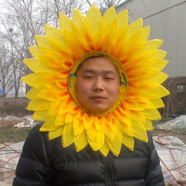 Человек в костюме цветка