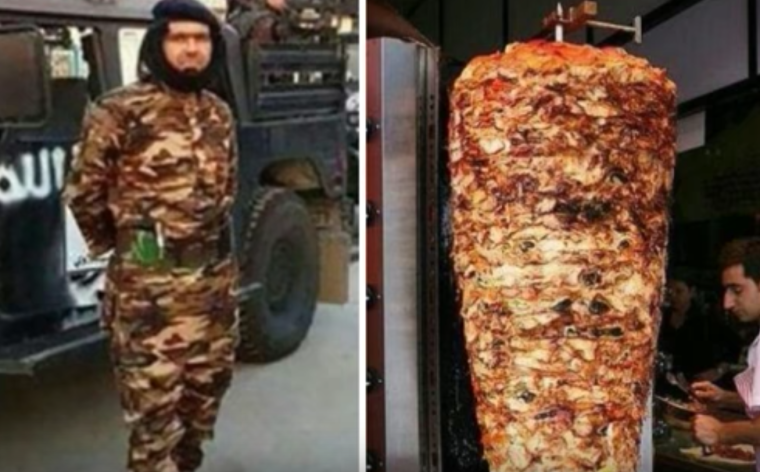 Человек в костюме шавермы