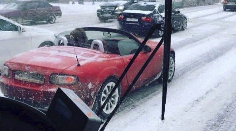 Кабриолет зимой в России