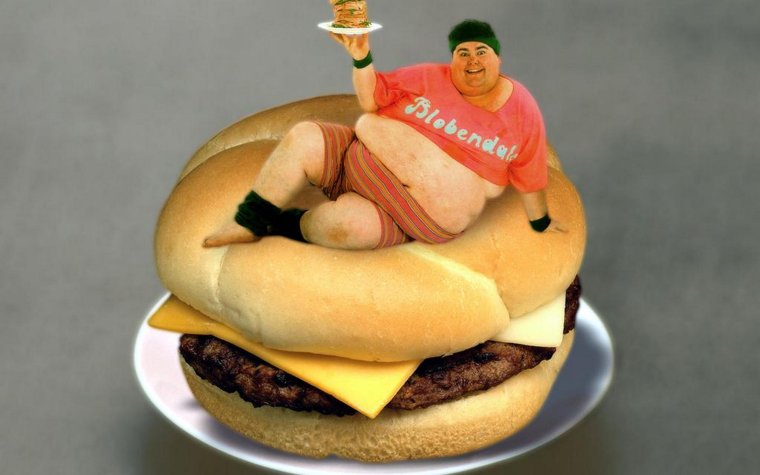 Толстые люди в фастфуде