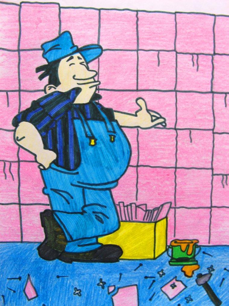 Плиточник карикатура