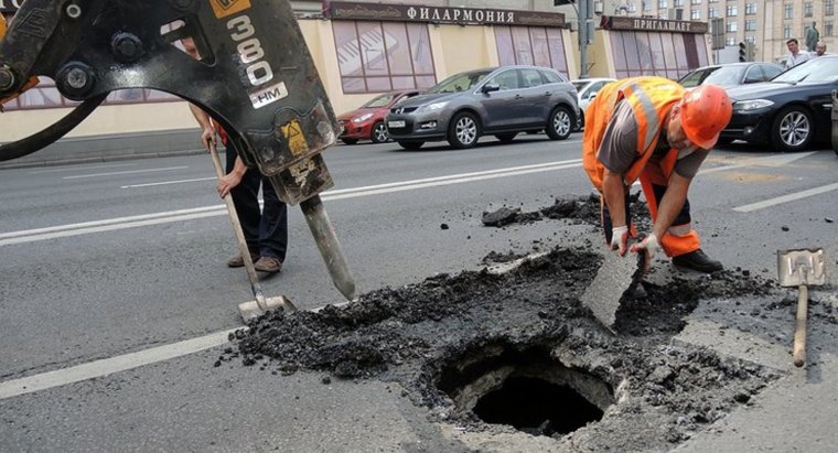 Смешной ремонт дорог
