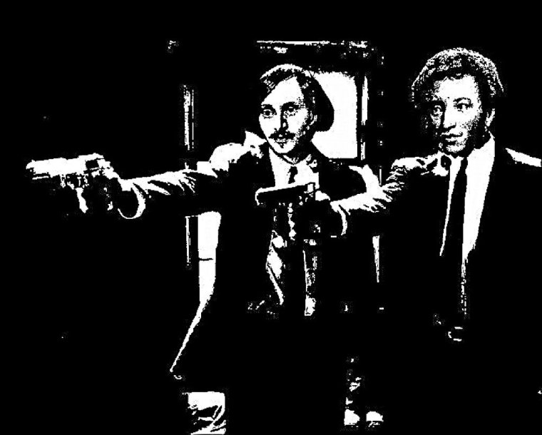 Пушкин и Гоголь с пистолетами