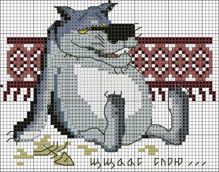 Вышивка кошка в туфельке