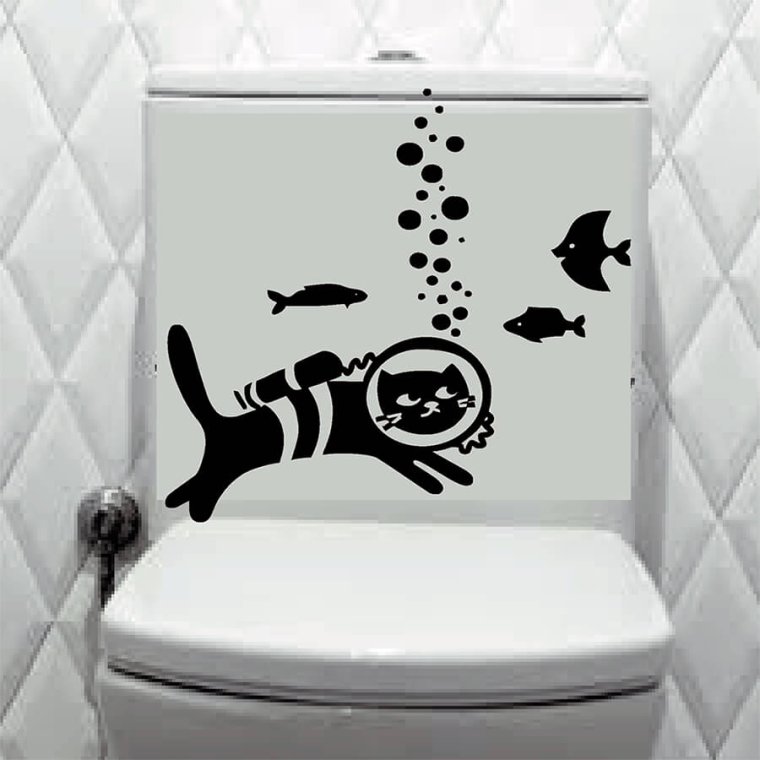 Наклейка на унитаз кот