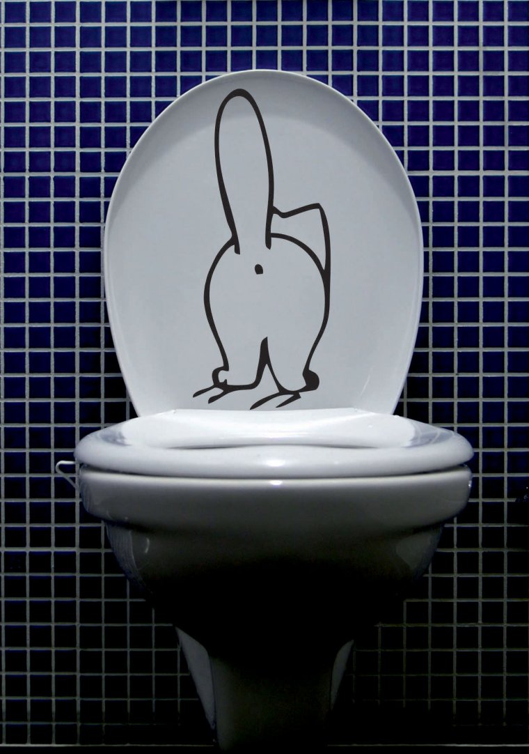 Надпись на крышке унитаза