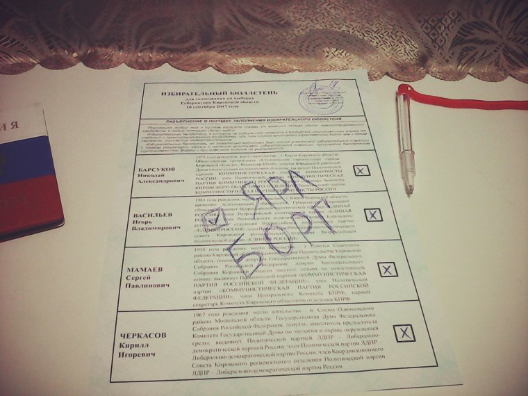 Надписи на бюллетенях в России