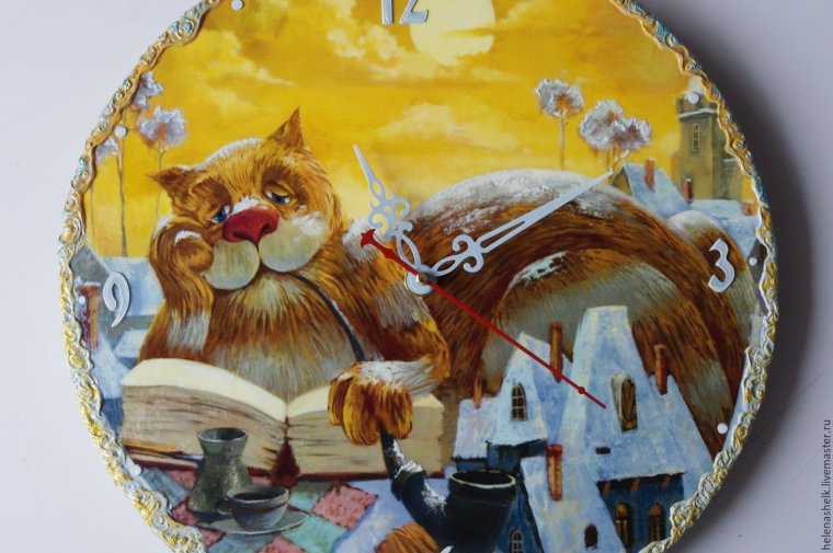 Настенные часы в форме кота