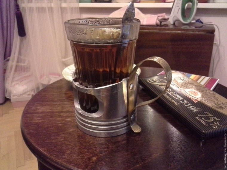 Подстаканник серебряный со стаканом