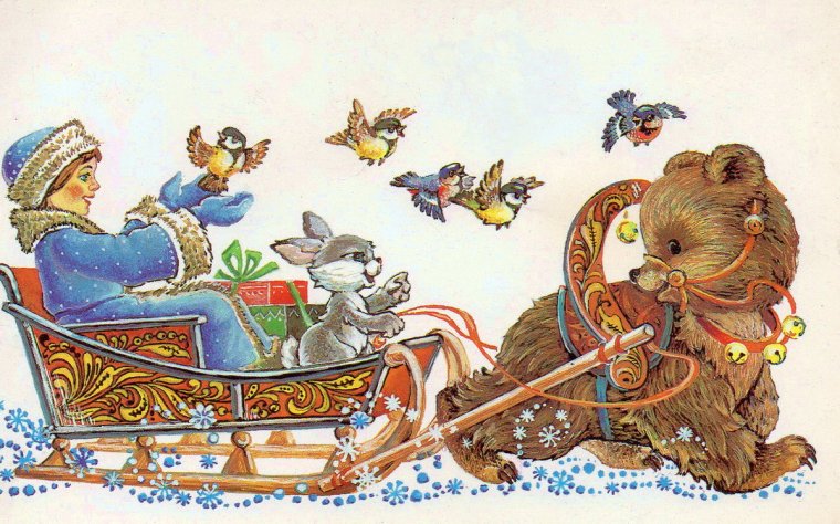 Советские новогодние открытки с белкой