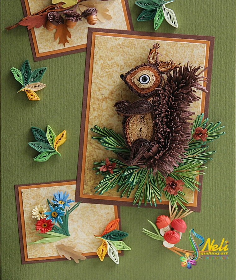 Панно белка из природных материалов