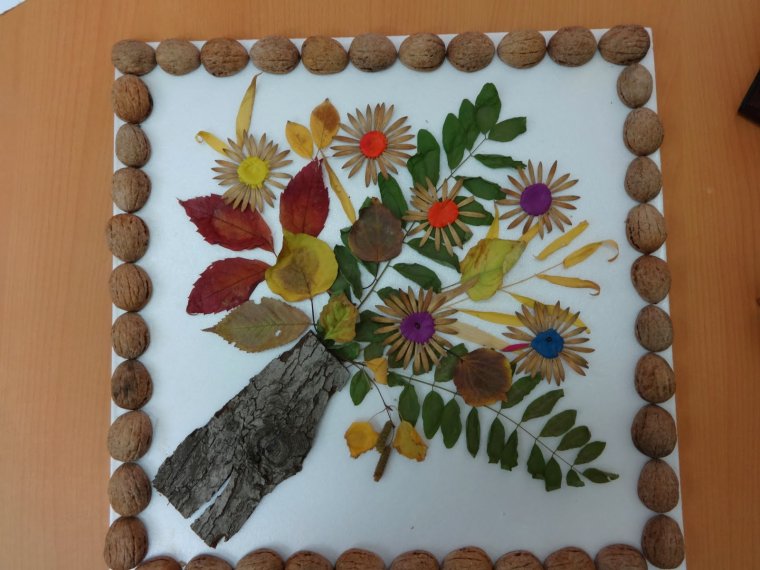 Аппликация из природного материала на тему осень