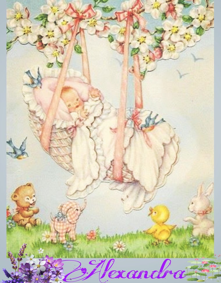 Винтажная открытка с новорожденным