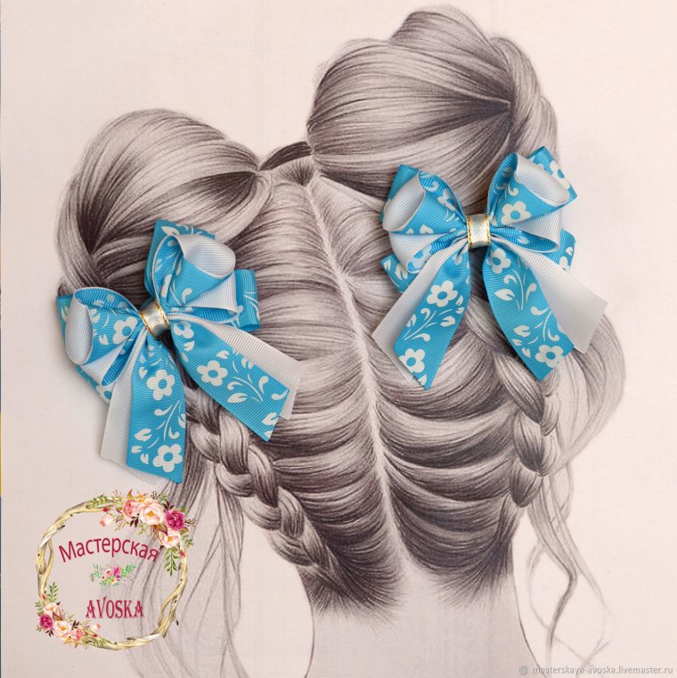 Бант для волос украшенный вышивкой