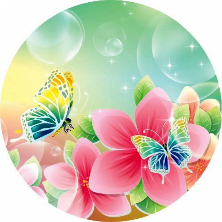 Круглая фотопечать с цветами