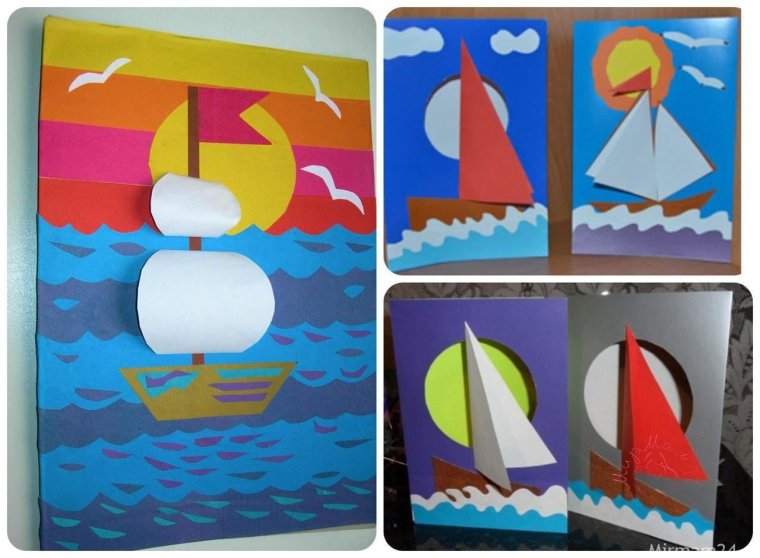 Аппликация кораблик