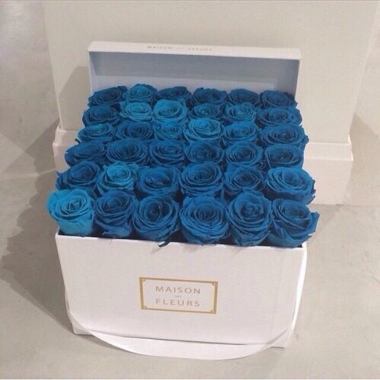 Синие цветы в коробке