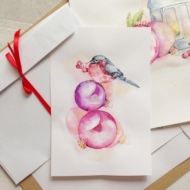 Открытки акварелью