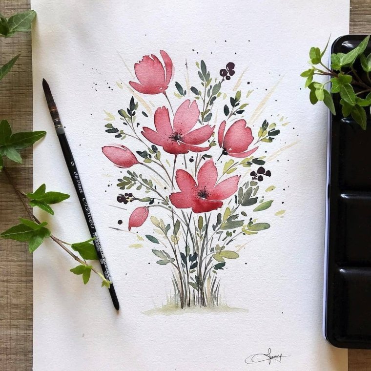 Акварельные открыточки