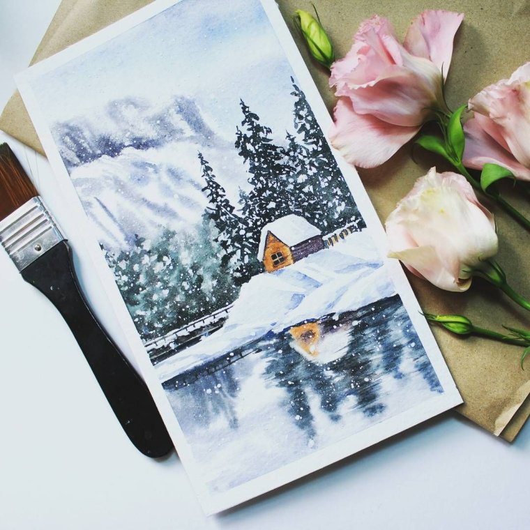 Акварельная открытка мастер класс