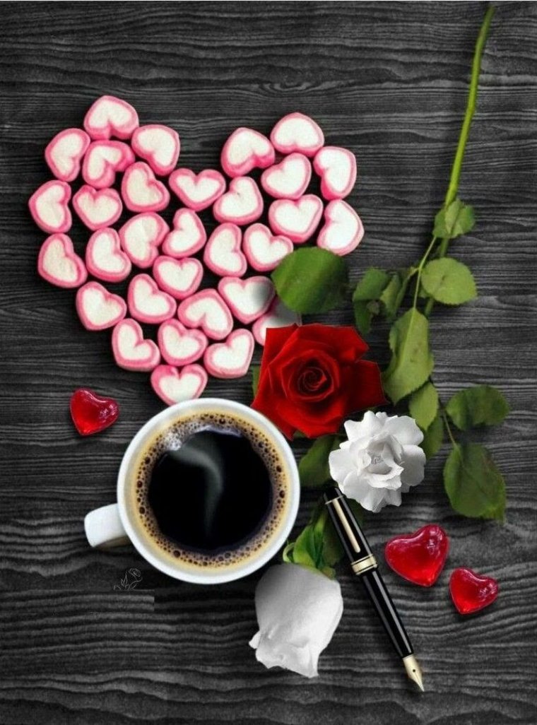 Кофе цветы сердечки