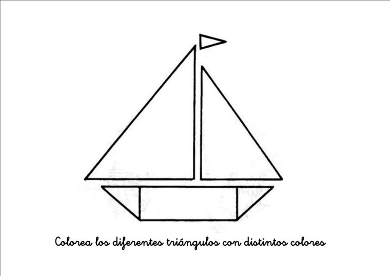 Аппликация из геометрических фигур корабль