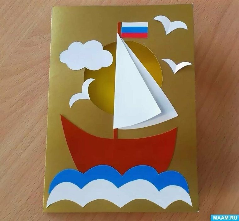 Контурное изображение кораблика для детей