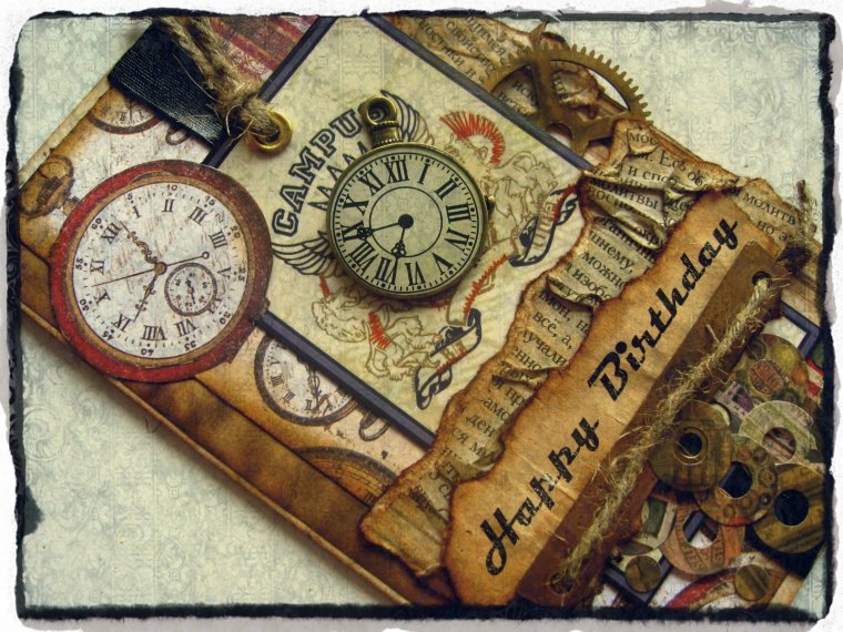 Винтажная открытка с днем рождения