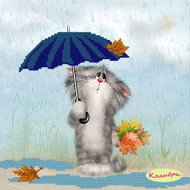 Котик под зонтиком