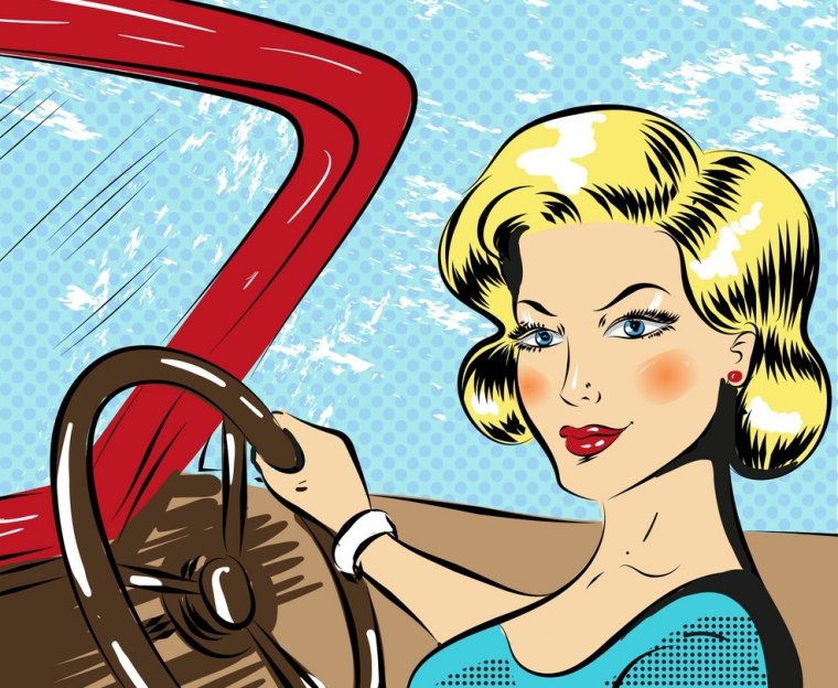 Девушка за рулем арт