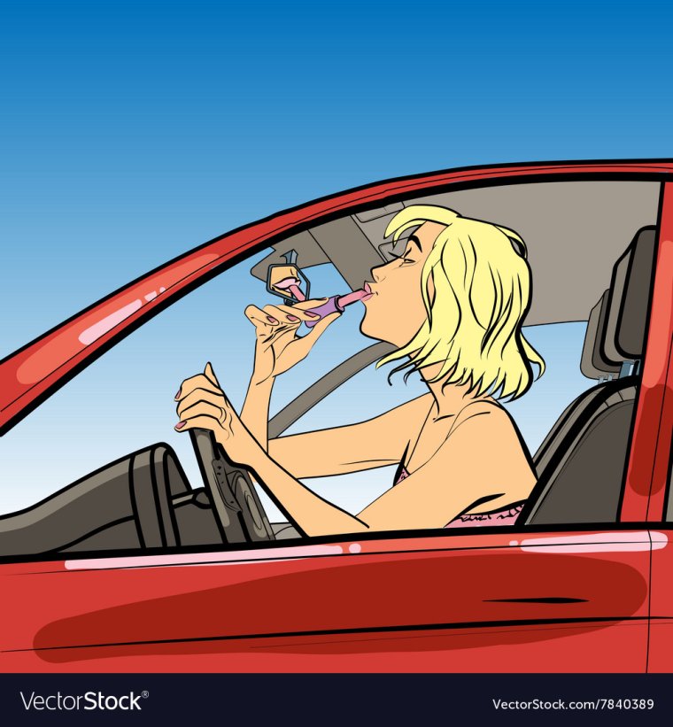 Женщина в машине рисунок