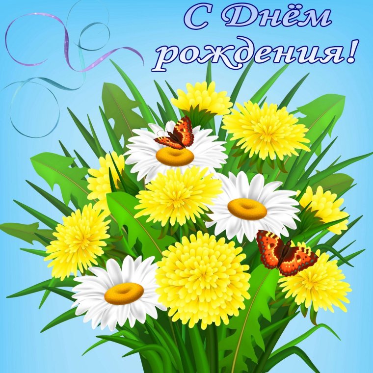 Открытки с днём рождения с ромашками