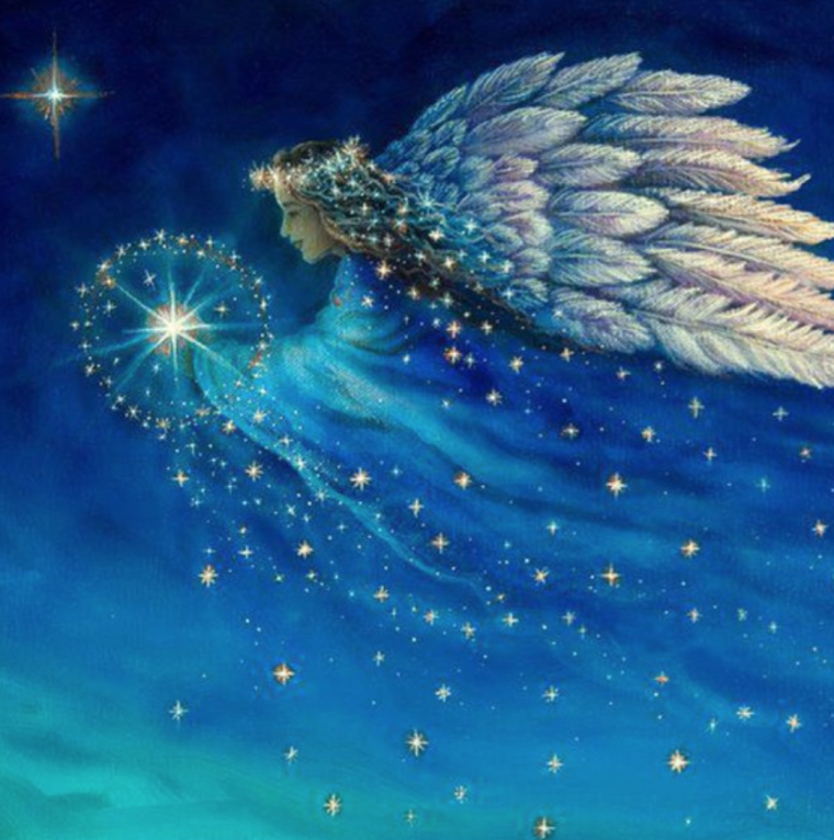 Открытка спокойной ночи с ангелом