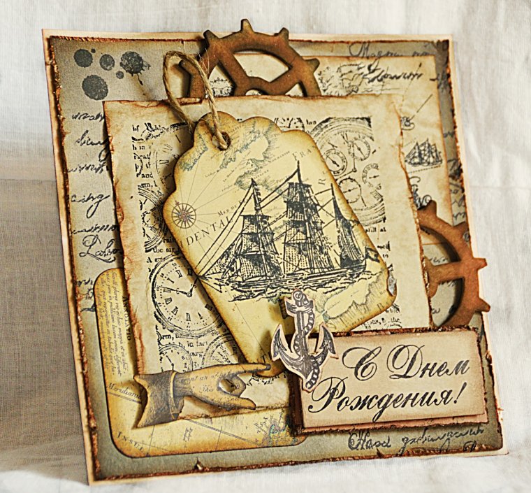Винтажная открытка с днем рождения мужчине