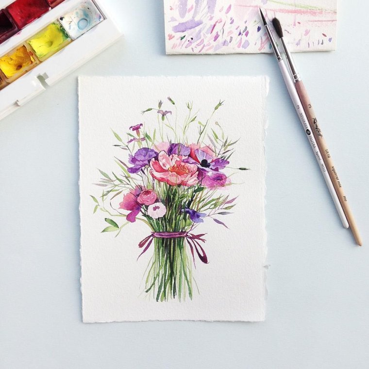 Акварельный скетч цветы