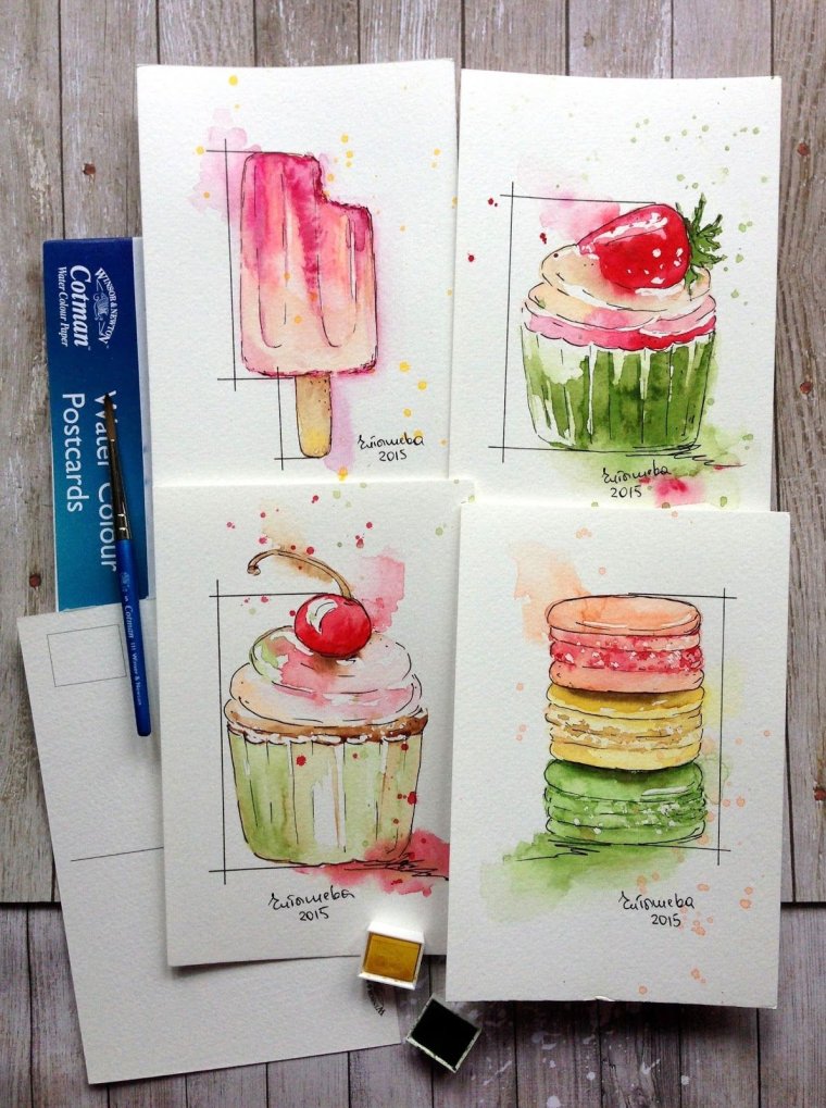 Акварельные скетчи для новичков