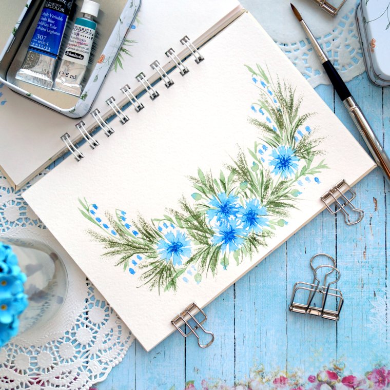 Рисование акварелью в скетчбуке