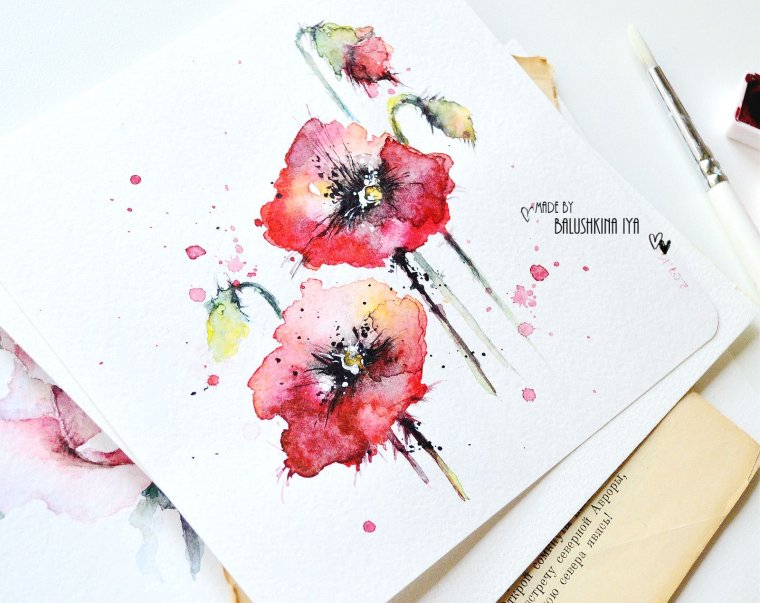 Акварельные открытки для начинающих