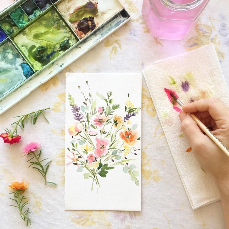 Маленькие открытки акварелью