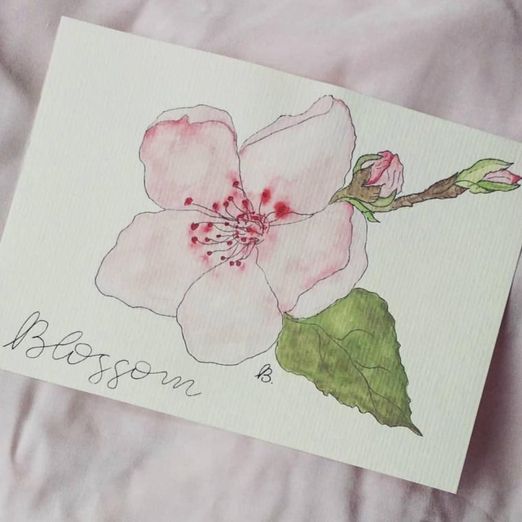 Нежная открытка акварелью легкая